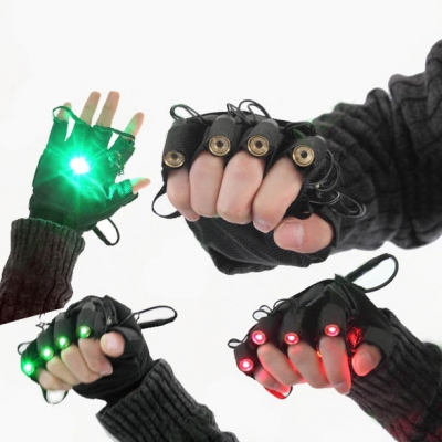 4pcs Fingers Green Laser Gloves with LED Palm Light For DJ Party /Club / Stage Laser Show