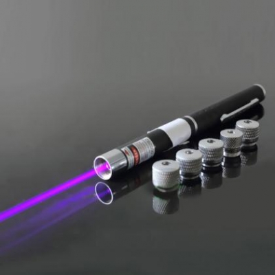 5 in 1 10mW 405nm Purple Laser Pointer Pen With 5 Star Caps