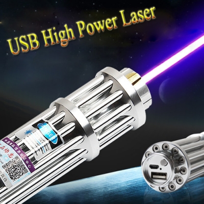 15000mW USB Laser Pointer 445nm Class IV Powerful Gatling Laser Flashlight Built-in Battery
