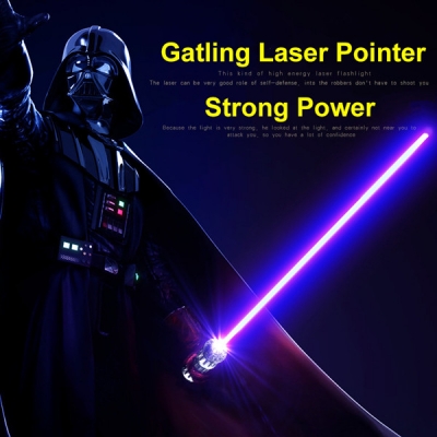 Laser Sword with Gatling Laser Pointer Green Blue Red Violet Beam Real Lightsaber