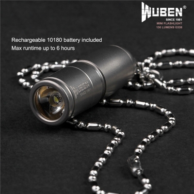 WUBEN G338 130 Lumens USB Mini Keychain Flashlight with Rechargeable 10180 Li-ion Battery