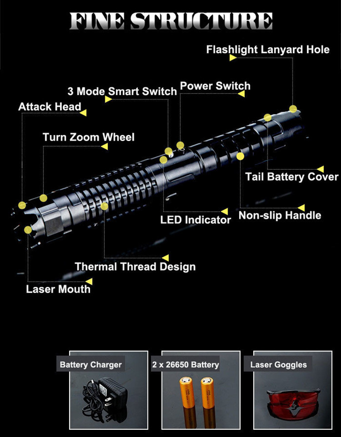 Blue 10000mw Laser Pointer Pen 450nm 